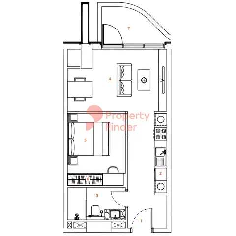 The Orchard Place: Plattegrond Type 2, 553 sq ft