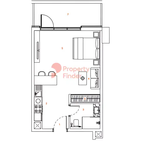 The Orchard Place: Plattegrond Type 1, 549 sq ft