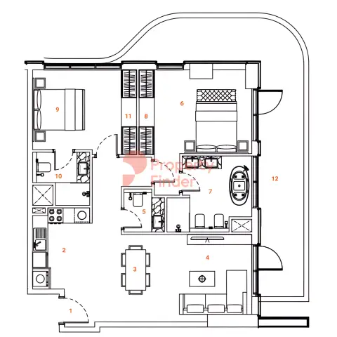 The Orchard Place: Plattegrond Type 2, 1,330 sq ft