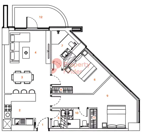 The Orchard Place: Plattegrond Type 3, 1,043 sq ft