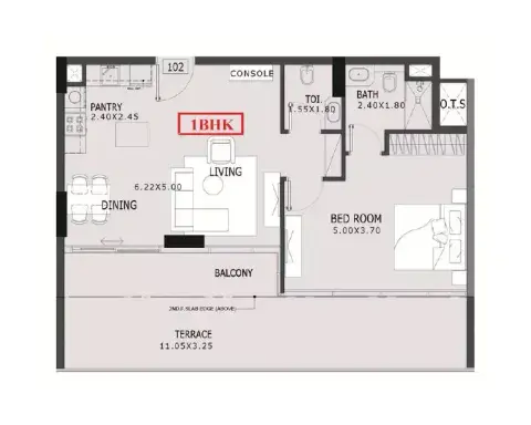 Estrella: Floor plan Type B, 1,005 sq ft