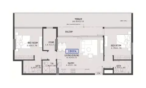 Estrella: Floor plan Type E, 1,442 sq ft