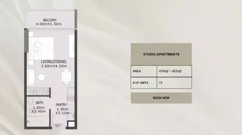 Elevia Residences Phase 2: Plan Type A, 439 sq ft