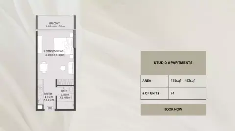 Elevia Residences Phase 2: Plan Type A1, 463 sq ft