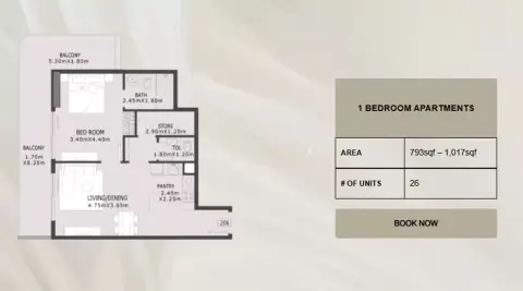 Elevia Residences Phase 2: Plan Type B, 793 sq ft