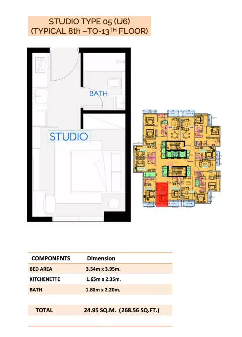 Celestara Residences: Floor plan Type 05, 268 sq ft
