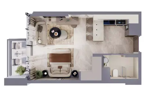Palatium Residences: Floor plan Type 1, 435 sq ft