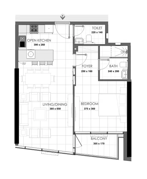 Palatium Residences: Floor plan Type 2, 754 sq ft