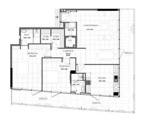 Palatium Residences: Floor plan Type 3, 2,160 sq ft