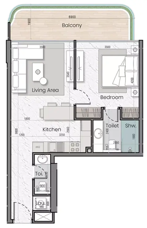 Mak I'Sola Bella: Floor plan Type F, 729 sq ft