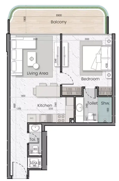 Mak I'Sola Bella: Floor plan Type D, 729 sq ft
