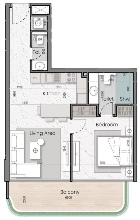 Mak I'Sola Bella: Floor plan Type B, 729 sq ft