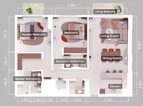 Moss: Floor plan Type A - Mirrored, 1,668 sq ft