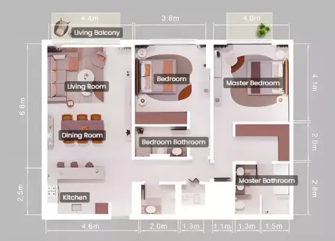 Moss: Floor plan Type A, 1,388 sq ft