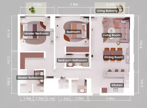 Pine: Floor plan Type A, 1,431 sq ft