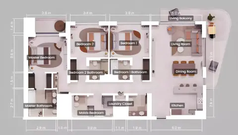 Pine: Floor plan Type A - Mirrored, 1,969 sq ft