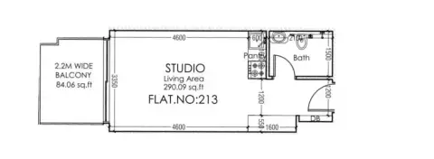 Moonsa Residences Phase 2: Планировка Type A, 374 sq ft