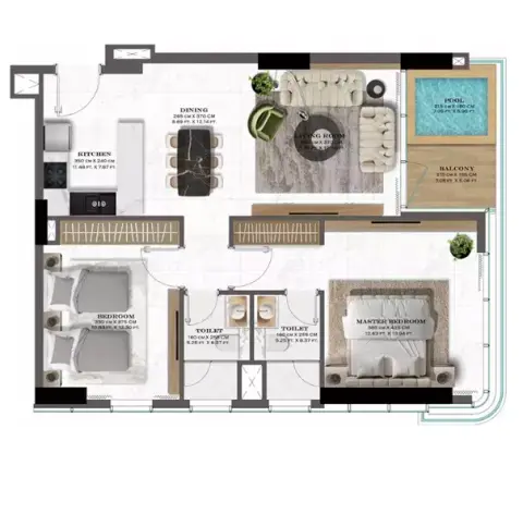 Lazord: Type 1, 953 sq ft 户型图