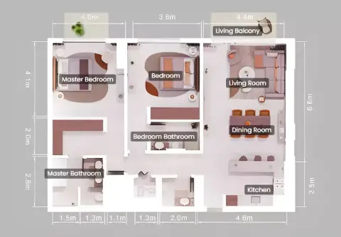 Mint: Floor plan Type A, 1,431 sq ft