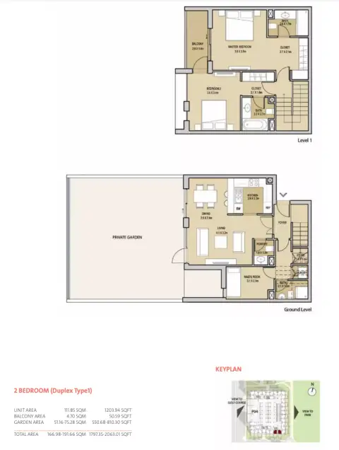 Mudon Central Park: Floor plan Type1 (Duplex), 1,797 sq ft