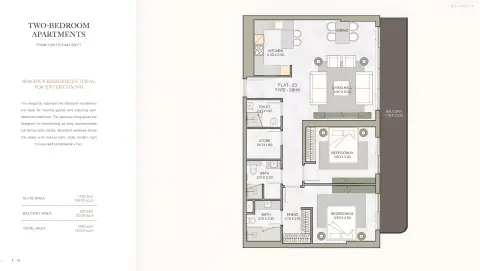 Helvetia Residences: Floor plan Type A, 1,400 sq ft