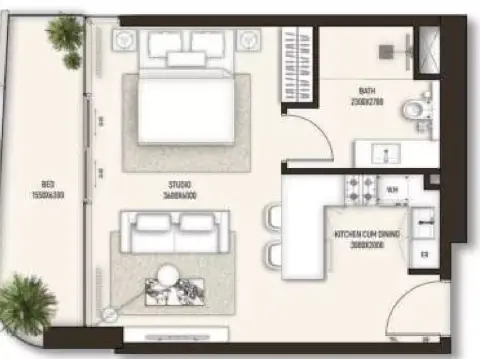 Sonate Residences: Floor plan Type B, 562 sq ft