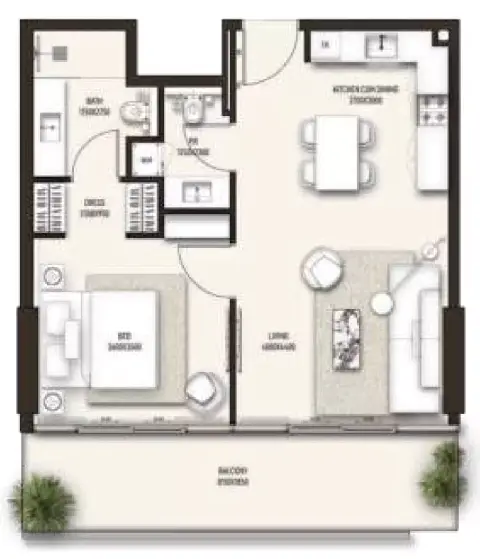 Sonate Residences: Floor plan Type B, 806 sq ft