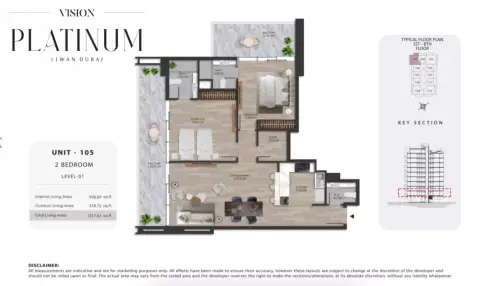 Platinum: Floor plan Type C, 1,317 sq ft