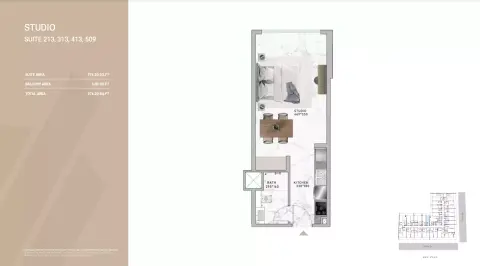 Al Serh Residences 11: Floor plan Type F, 376 sq ft
