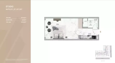 Al Serh Residences 11: Floor plan Type H, 355 sq ft