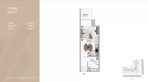 Al Serh Residences 11: Floor plan Type I, 383 sq ft