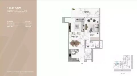 Al Serh Residences 11: Floor plan Type J, 779 sq ft