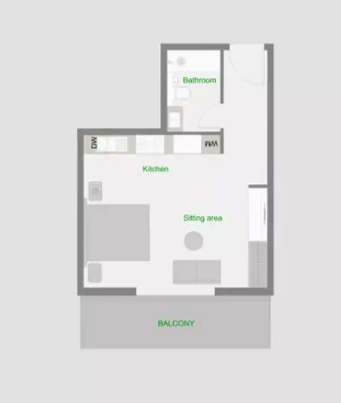 ذا سنترال داون تاون: مخطط الطابق Type 3-Tower A, 547 sq ft
