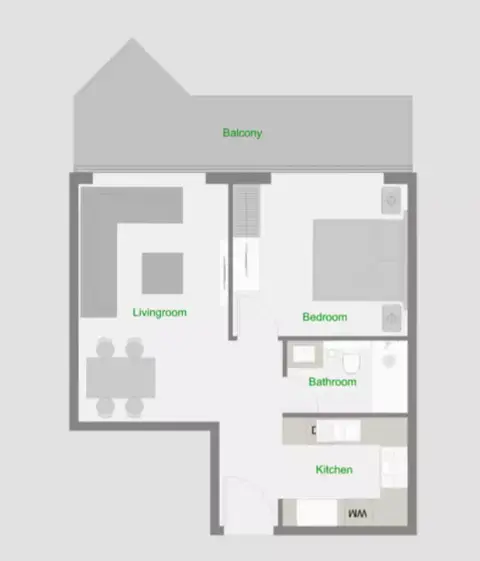 ذا سنترال داون تاون: مخطط الطابق Type 4-Tower A, 675 sq ft