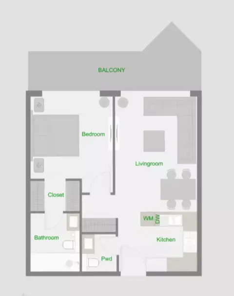 ذا سنترال داون تاون: مخطط الطابق Type 3-Tower A, 773 sq ft