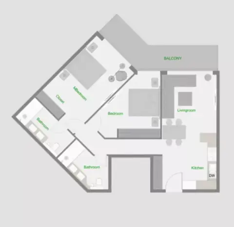 ذا سنترال داون تاون: مخطط الطابق Type 6-Tower A, 1,123 sq ft
