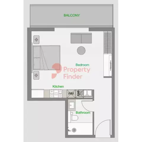 ذا سنترال داون تاون: مخطط الطابق Type 3 ,Tower D, 551 sq ft
