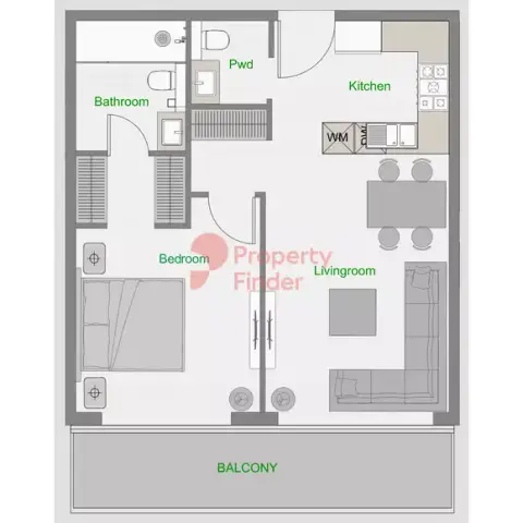 ذا سنترال داون تاون: مخطط الطابق Type 2 ,Tower D, 772 sq ft
