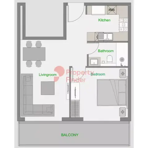 ذا سنترال داون تاون: مخطط الطابق Type 3 ,Tower D, 675 sq ft