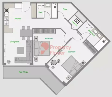 ذا سنترال داون تاون: مخطط الطابق Type 2 ,Tower D, 1,191 sq ft