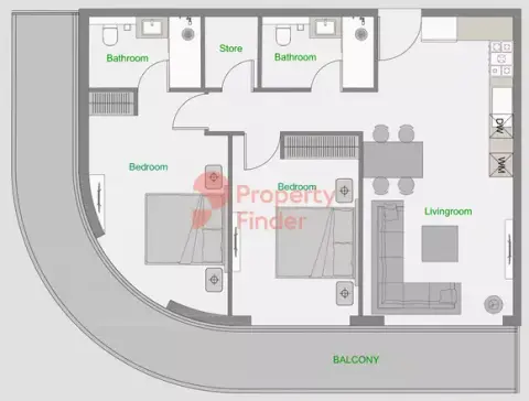 ذا سنترال داون تاون: مخطط الطابق Type 5 ,Tower D, 1,243 sq ft