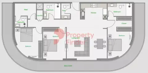 ذا سنترال داون تاون: مخطط الطابق Type 1 ,Tower D, 2,224 sq ft