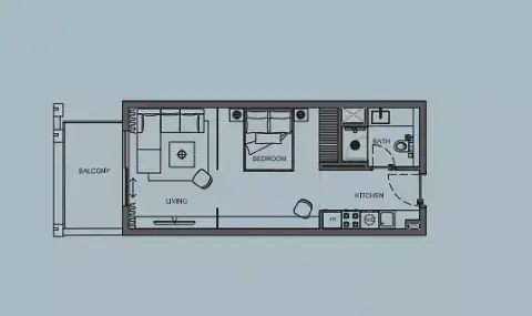 AB Cavalier: Floor plan Type A, 452 sq ft