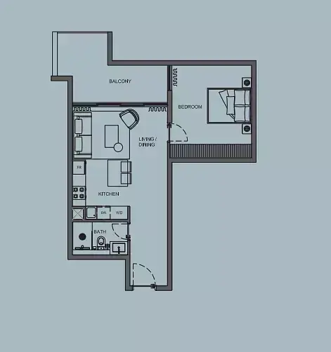 AB Cavalier: Floor plan Type C, 671 sq ft