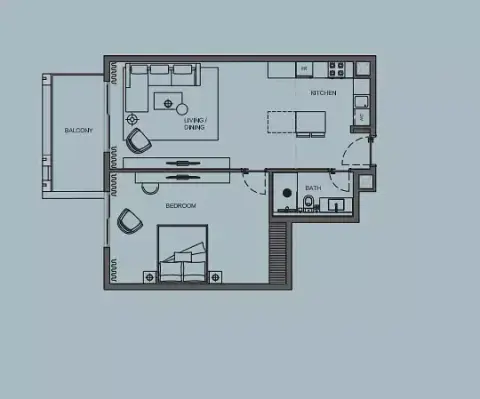 AB Cavalier: Floor plan Type B, 834 sq ft