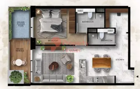 Lucky 2 Residence: Floor plan Type 1, 814 sq ft