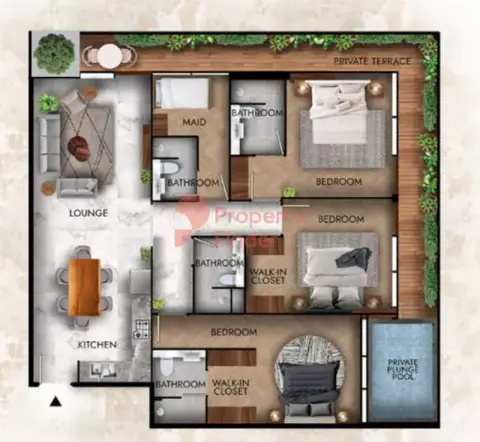 Lucky 2 Residence: Floor plan Type 3, 1,631 sq ft