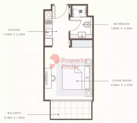 عزيزي غراند: مخطط الطابق Type 1, 397 sq ft