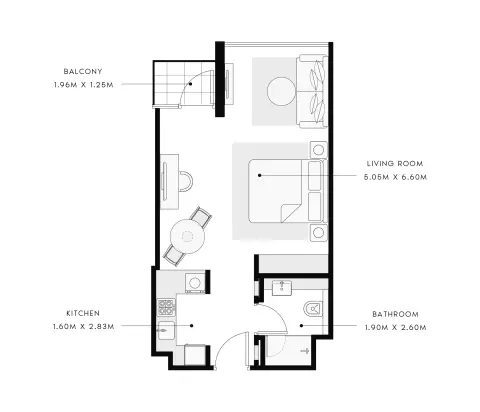 عزيزي غراند: مخطط الطابق Type 2, 540 sq ft