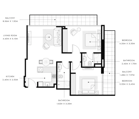 عزيزي غراند: مخطط الطابق Type 4, 1,134 sq ft